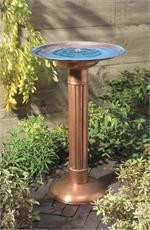 Verona Copper Solar Birdbath - Brushed Finish