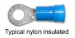 #6 Wire x 1/4" stud ring connector terminal, insulated (blue)