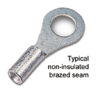 #8 Wire x 3/8" stud ring connector terminal, non-insulated